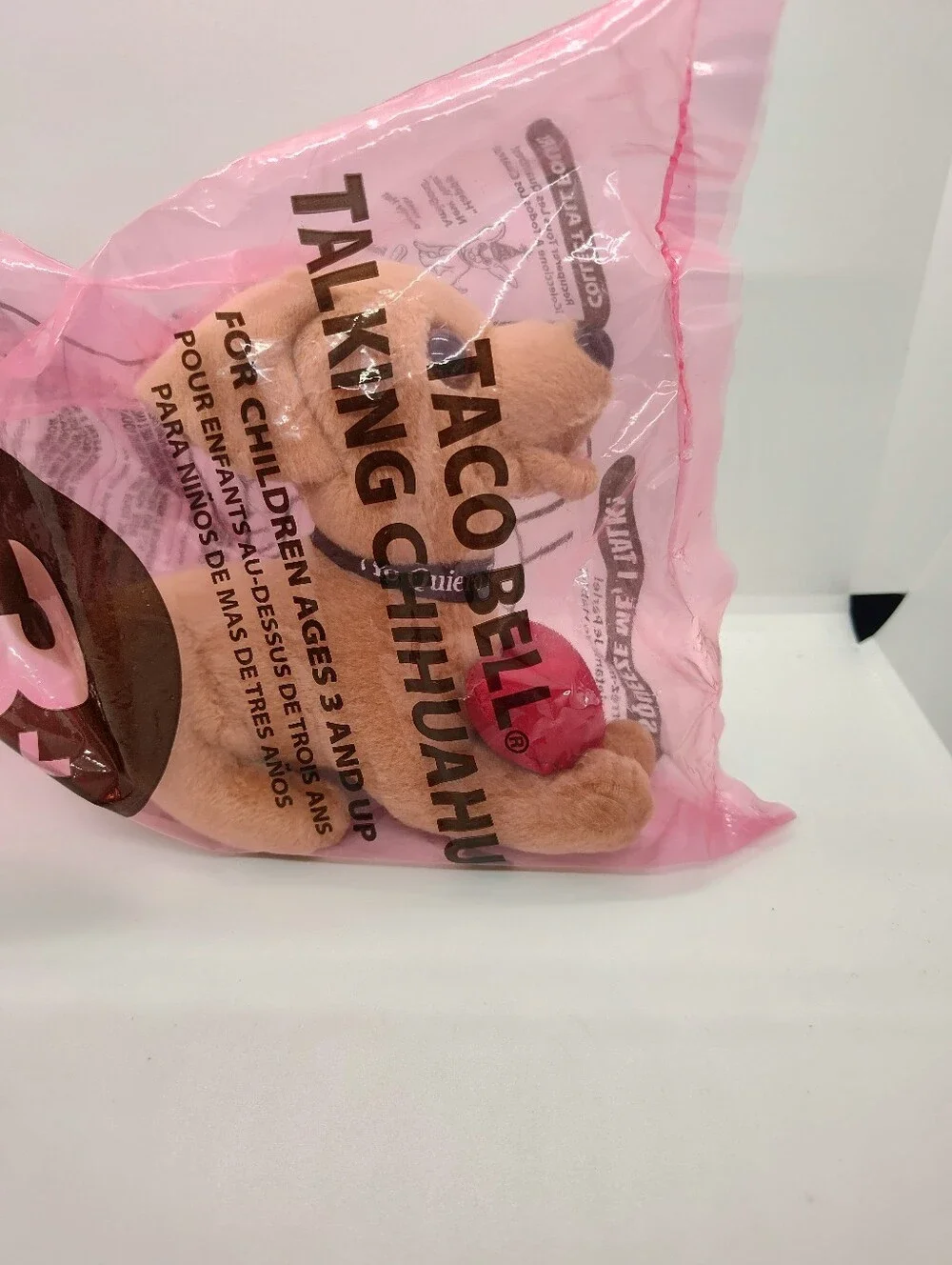 Taco bell Chihuahua With Red Heart Plush - Pink Packaging